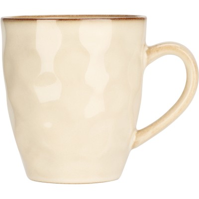 Tazza in ceramica beige con lavorazione martellata d 9 h 11 cm - 380ml