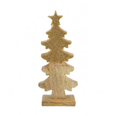 Albero in legno di mango naturale / oro