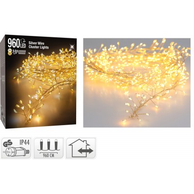 Ghirlanda luminosa cluster 960 LED bianco caldo a luce fissa