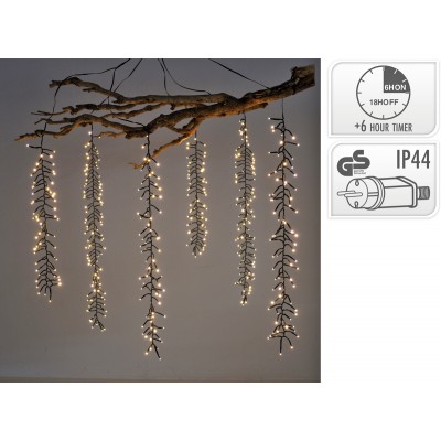 Cascata luminosa cluster con 480 LED bianco caldo a luce fissa