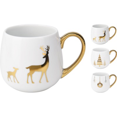 Mug new bone bianca con stampa natalizia dorata