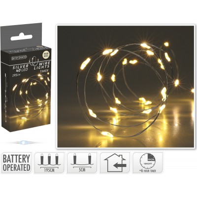 Filo luminoso 40 LED luce calda con timer