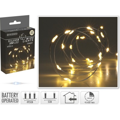 Filo luminoso 100 LED luce calda con timer