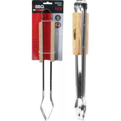 Pinza barbecue 40 cm con manico in legno