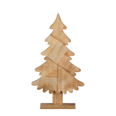 Albero con base in legno naturale 22 x 40 x 6 cm