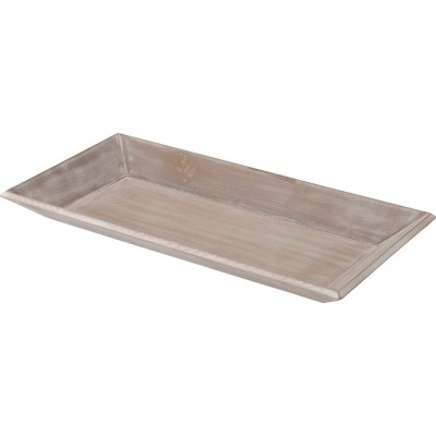 Vassoio portacandele rettangolare in legno sbiancato 40 x 20 cm