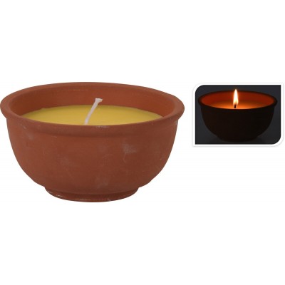 Ciotola in terracotta con candela alla citronella antizanzare