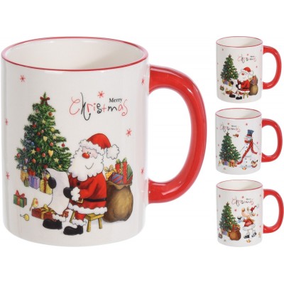 Mug in ceramica bianca con decoro natalizio