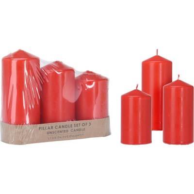 Set 3 candele rosso opaco