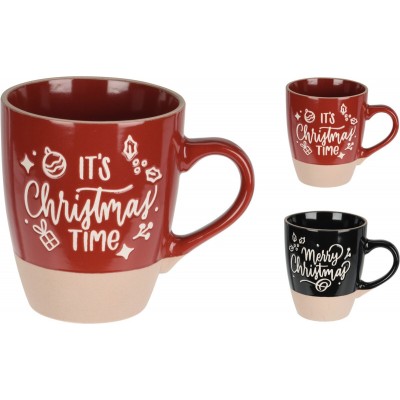 Mug in ceramica grezza e smaltata con decoro natalizio