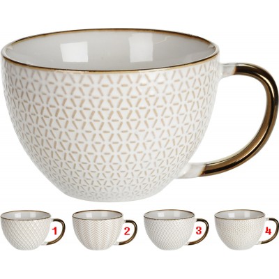 Tazza in ceramica beige con bordo bronzato 350ml