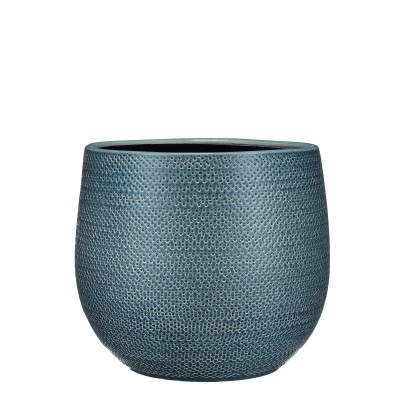 Mica portavaso Gabriel in ceramica blu lucido h25 d29 cm