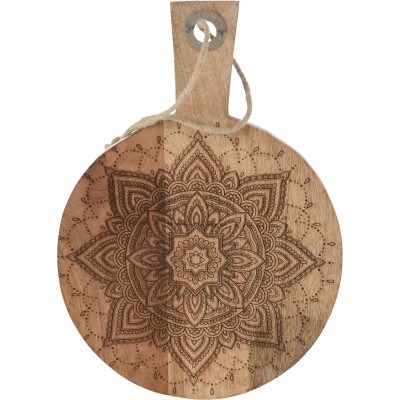 Tagliere rotondo in legno di mango con mandala