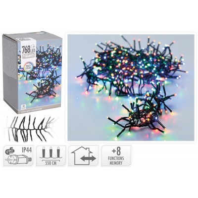 Ghirlanda luminosa cluster con 768 LED multicolor + 8 giochi di luce