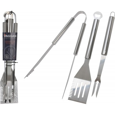 Set 3 utensili inox per barbecue