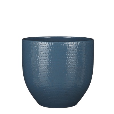 Portavaso Carrie in ceramica blu lucido h26 d29 cm