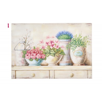 Quadro in legno con decoro fiori