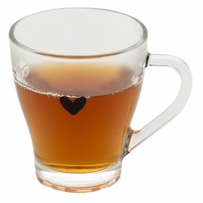 Tazza in vetro trasparente con cuore d 8 h 10 cm - 200ml