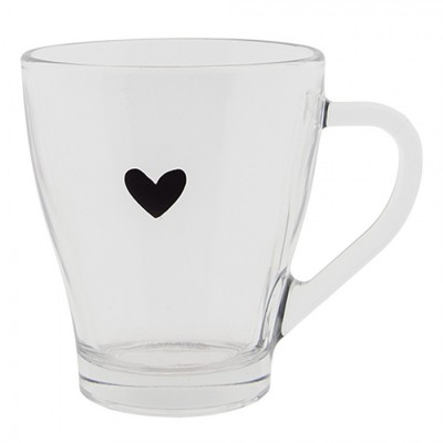 Tazza in vetro trasparente con cuore d 8 h 10 cm - 200ml