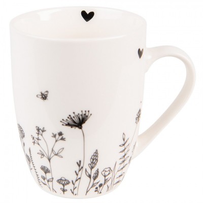 Tazza in ceramica bianca con fiori di campo d 8 h 10 cm - 300ml