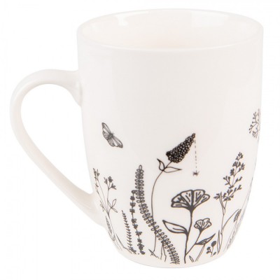 Tazza in ceramica bianca con fiori di campo d 8 h 10 cm - 300ml