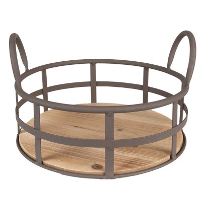 Cesta con manici rotonda portaoggetti ferro/legno d 25 cm